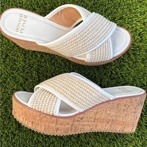 Donald J. Pliner Women's Wedge Sandals - White and Tan 8.5